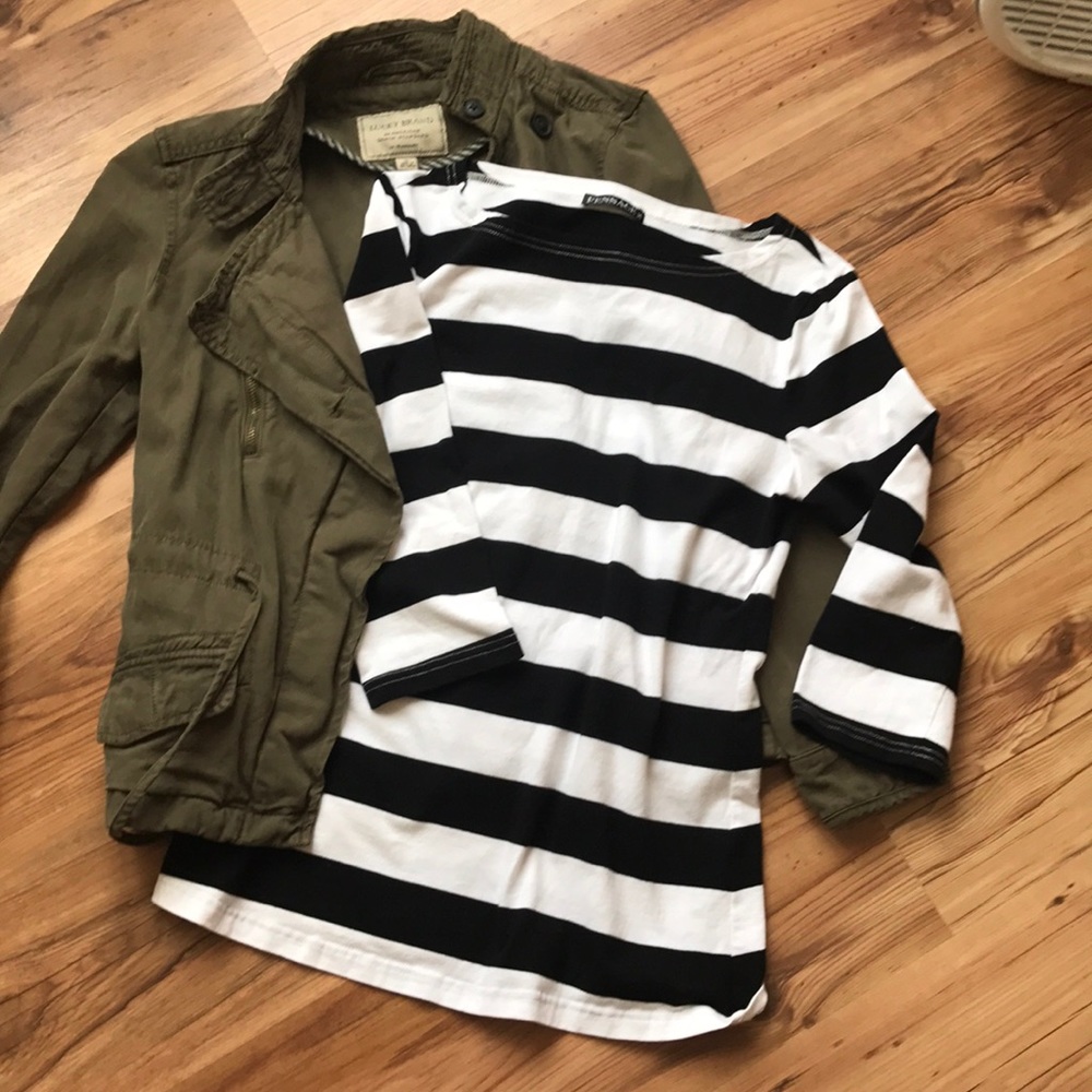 Fensace | White & Black Stripped 3/4 Sleeve Shirt